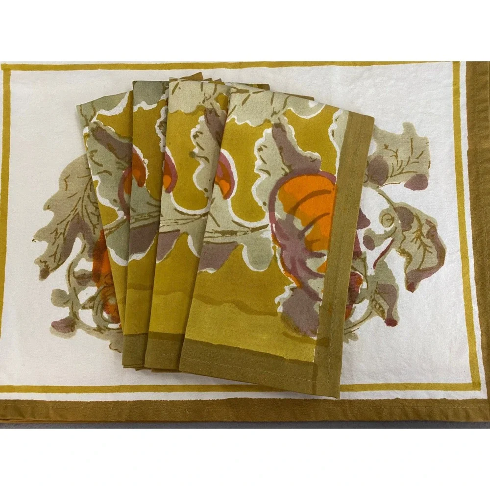 Couleur Nature Bruno Lamy Pumpkin Cotton Placemats & Napkins 4 each Fall Harvest